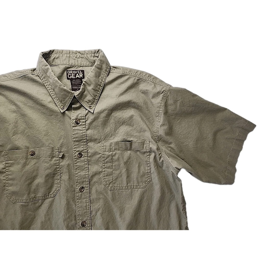 Gravel Gear Men's XL Shirt Utility Workwear Short Sleeve Button Up Khaki EUC